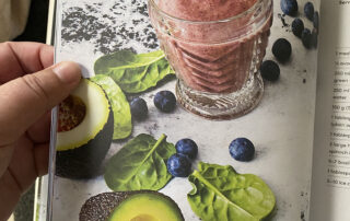 green berry smoothie with avo and sarah's fingers